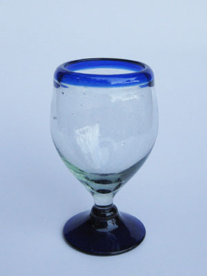 Borde Azul Cobalto / Juego de 6 copas para vino sin tallo con borde azul cobalto / Éstas copas de vino para todo propósito le darán un toque de sofisticación a su mesa. Cada copa está decorada con un borde azul cobalto.